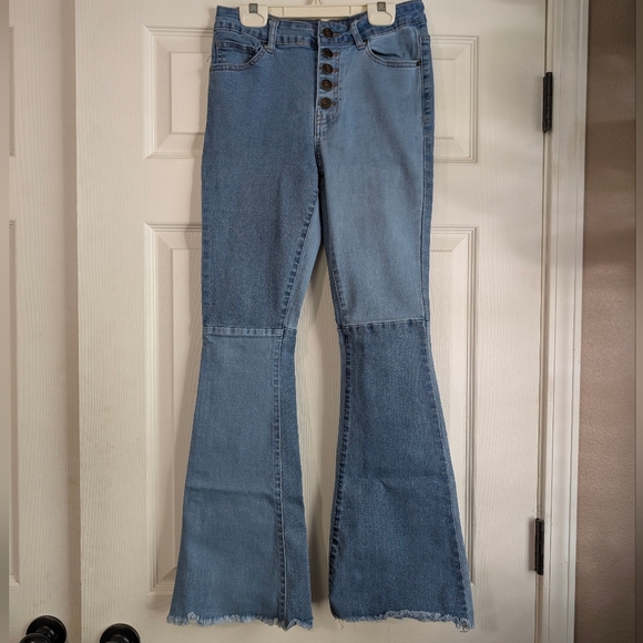 BAMBOO Denim - Bamboo Patchwork Flared Women's Jeans Size 11